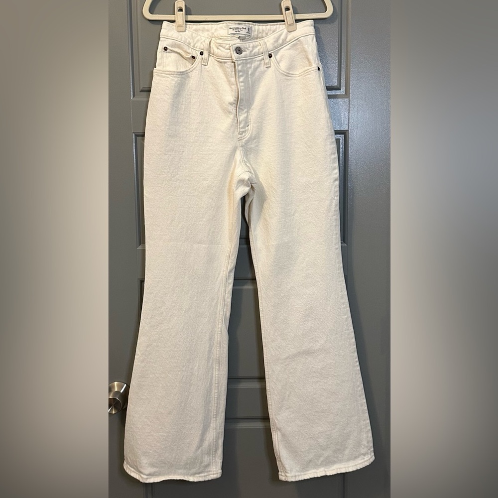 Abercrombie & Fitch Cream Flare Jeans